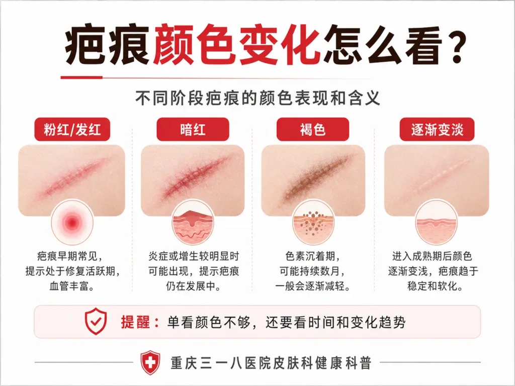 疤痕颜色变化示意图