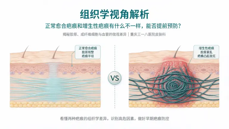 组织学解析正常愈合疤痕和增生性疤痕的区别，疤痕早期预防科普｜重庆三一八医院皮肤科