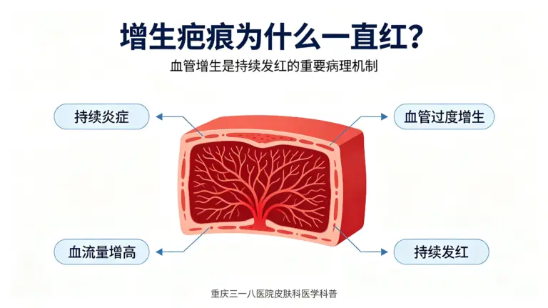 增生性疤痕血管增生与持续发红科普头图