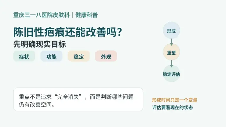 陈旧性疤痕评估应关注症状、功能、稳定性和外观等现实目标