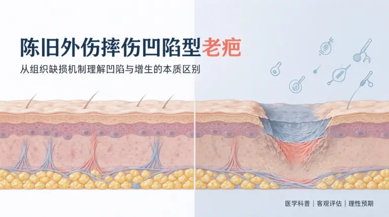 陈旧外伤摔伤凹陷型老疤缺损机制现实改善目标科普封面