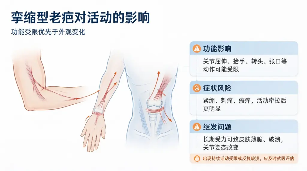 挛缩型烧烫伤老疤对关节活动、症状及外观的影响