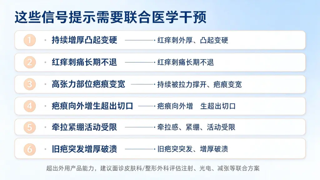 手术疤痕异常变化警示,出现哪些表现不能只靠外用药膏,需要就医评估联合干预